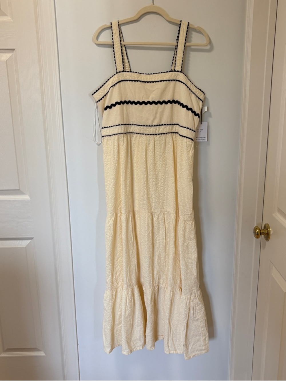 Japna Cream Maxi Dress with Black Trim
